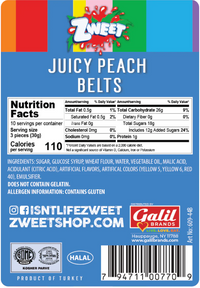 Zweet Sour Belts Peach - 10oz