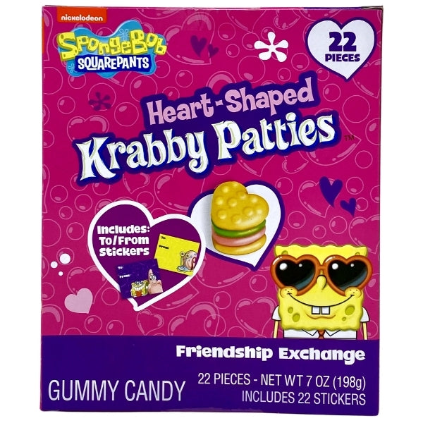 SpongeBob Square Pants Heart-Shaped Krabby Patties Gummy Candy- 22 pieces valentines day candy 
