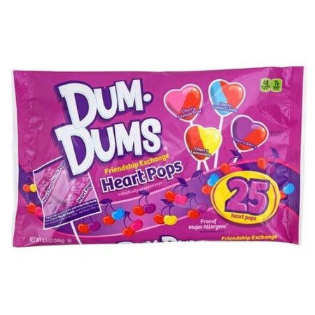 Dum Dums | Friendship Exchange Heart Pops - 25 Heart Pops valentines candy lollipop