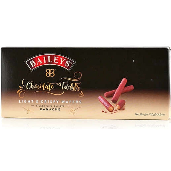 Baileys Chocolate Twists  UK Chocolate crispy wafers Irish cream liqueur filling milk chocolate biscuits gift box stocking stuffer holiday christmas Irish UK chocolates import gift box of chocolates