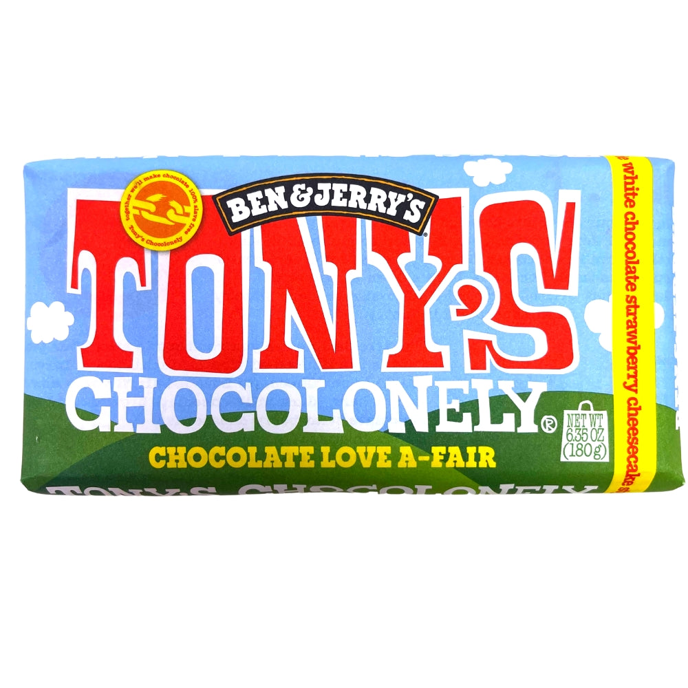 Ben and Jerry's Tony's Chocolonely Chocolate Love A-Fair White Chocolate Strawberry Cheesecake - 180g