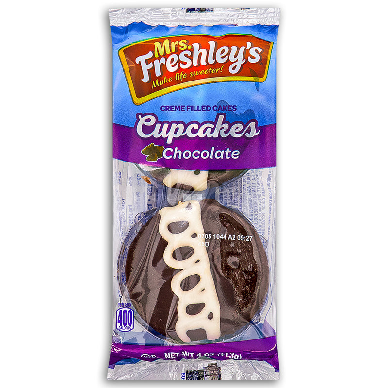 Mrs Freshley's Chocolate Cupcakes Creme Filled Cakes 113g Front