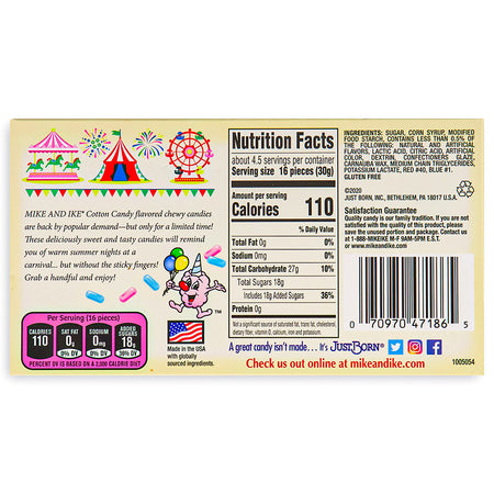 Mike and Ike Cotton Candy Theatre Pack Back