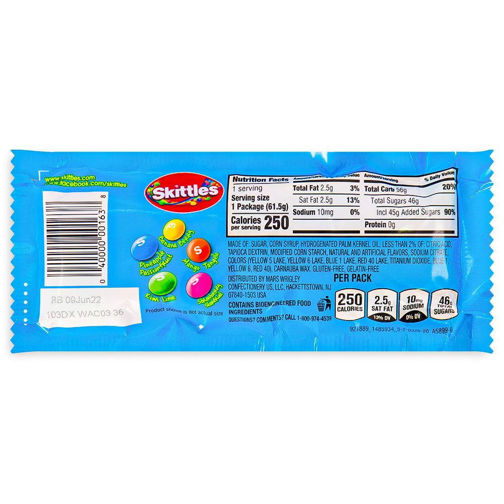 Skittles Tropical Candies 61.5g Back