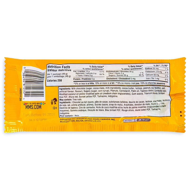 M&M's Peanut Chocolate Candies Back