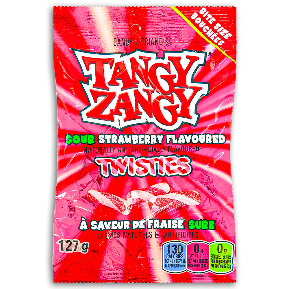 Tangy Zangy Sour Strawberry Twisties 127g Front