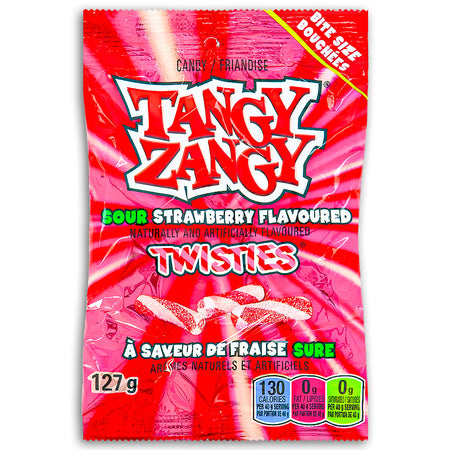 Tangy Zangy Sour Strawberry Twisties 127g Front
