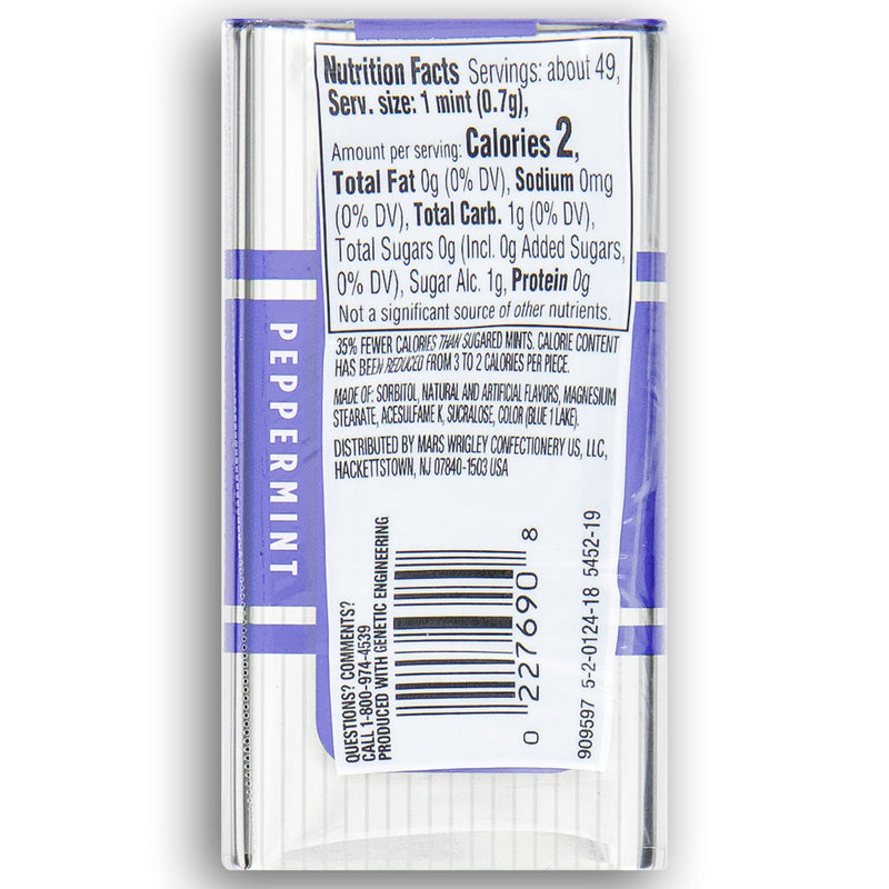 Altoids Arctic Peppermint Mints 1.2oz Back Ingredients