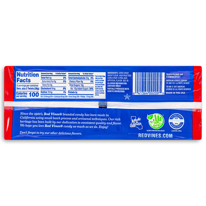 Red Vines Original Red Licorice Twists 5oz Back