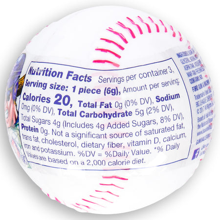 Big League Chew Baseball Gumball Container 18g Back Ingredients