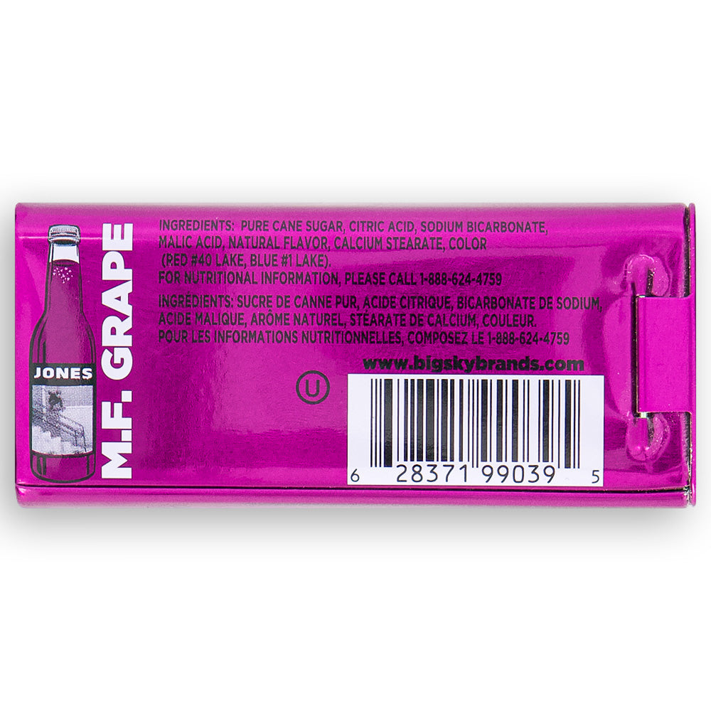 Jones Carbonated Candy Grape 25g back Ingredients