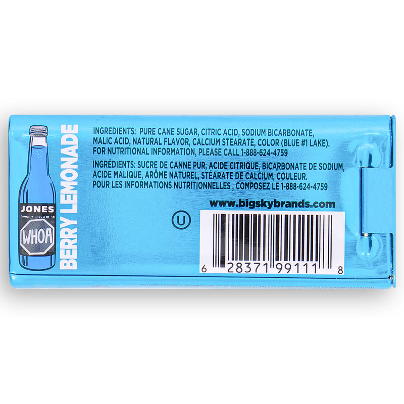 Jones Carbonated Candy Berry Lemonade 25g Back Ingredients