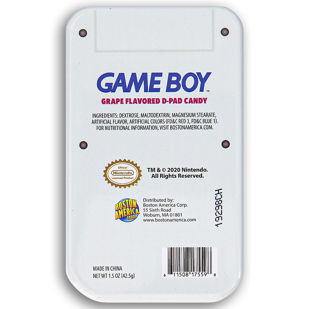Boston America Nintendo Game Boy Mints 42.5g Back Ingredients