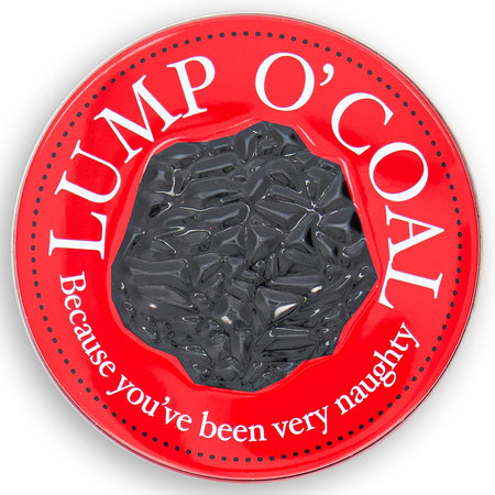 Lump O' Coal Bubble Gum Tin 28g Front - Lump O’ Coal Bubble Gum - Bubble Gum - Chewing Gum - Christmas Candy - Stocking Stuffers
