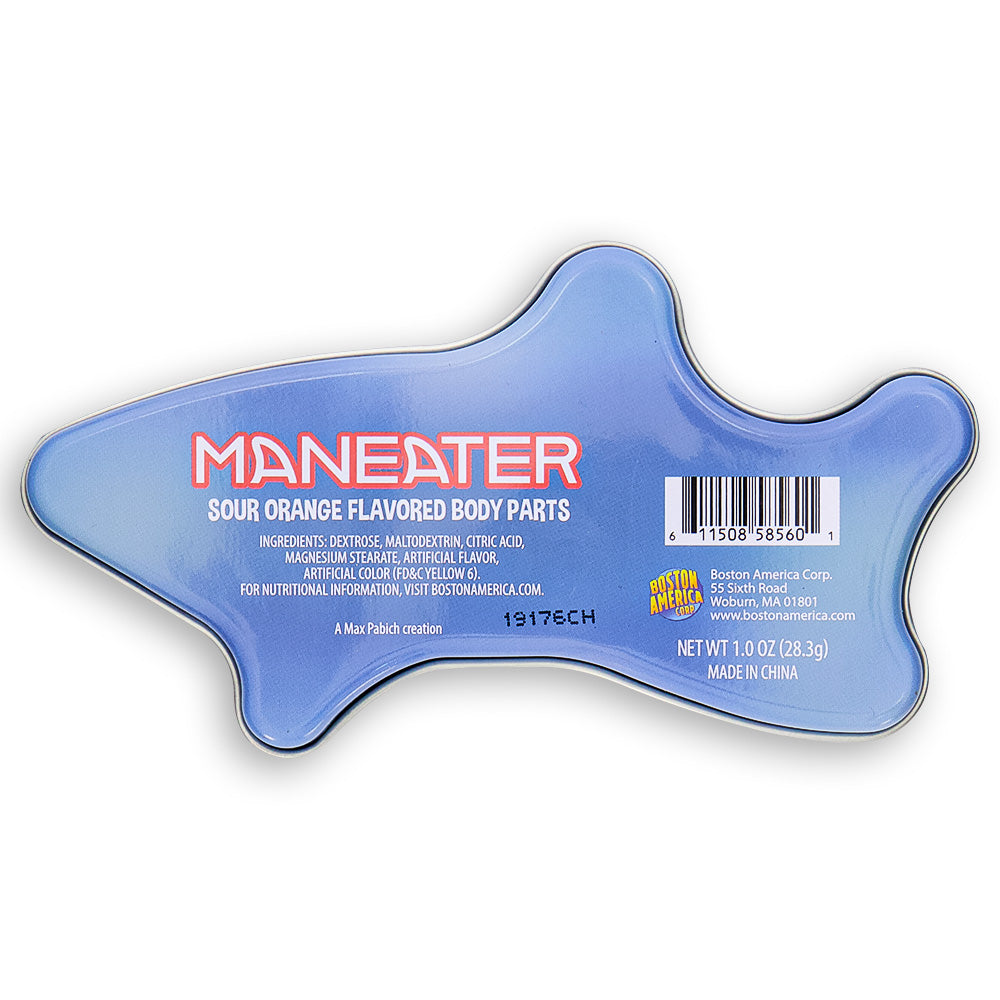 Boston America Maneater Shark Bait Candy Tin 28g Back Ingredients