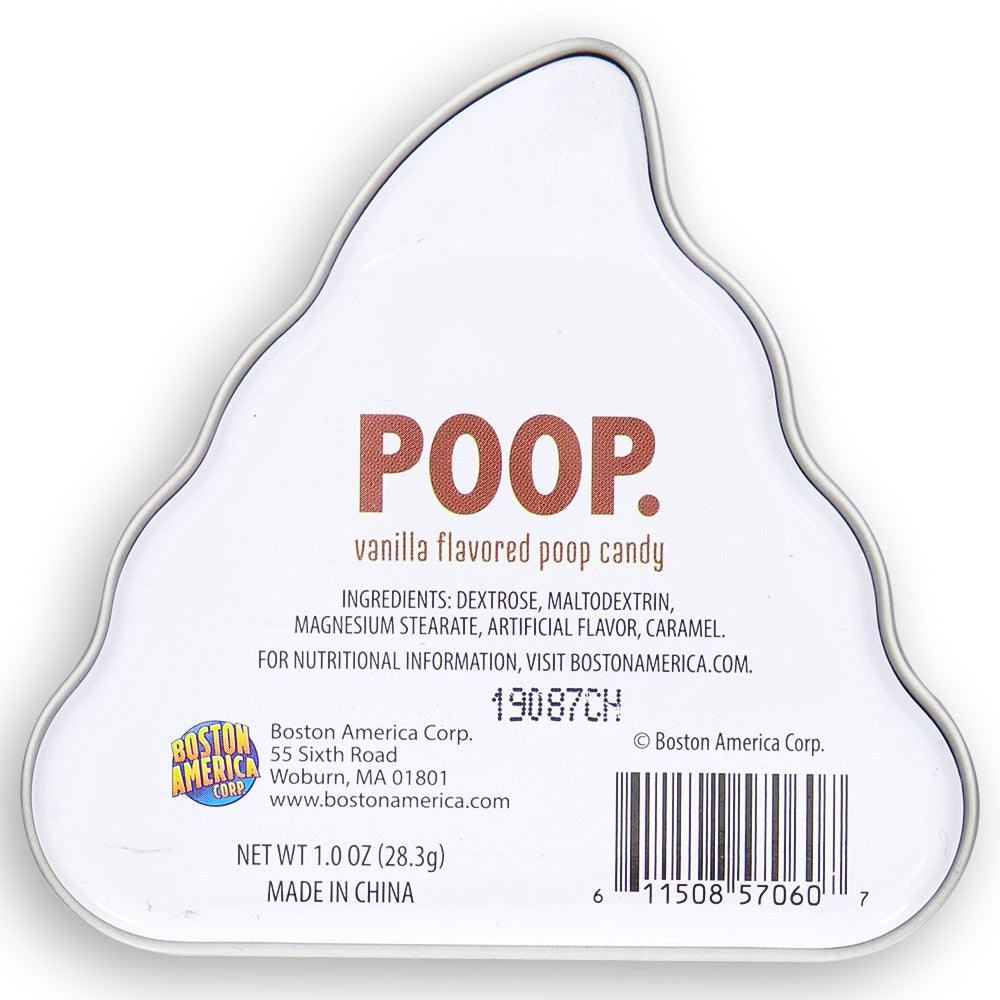Boston America Poop Vanilla Flavored Back Ingredients