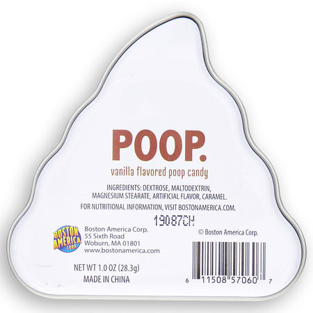 Boston America Poop Vanilla Flavored Back Ingredients