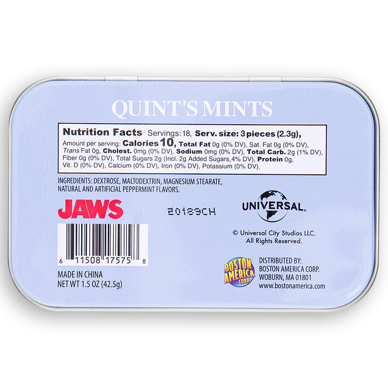 Boston America Quint's Mints 42.5g Back Ingredients