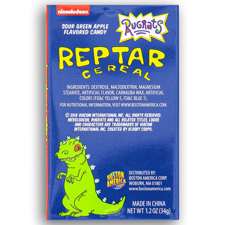 Boston America Rugrats Reptar Cereal Sour Candy Back Ingredients