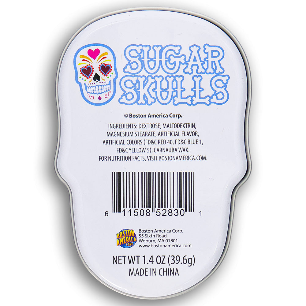 Boston America Sugar Skulls Candy Tin Back Ingredients
