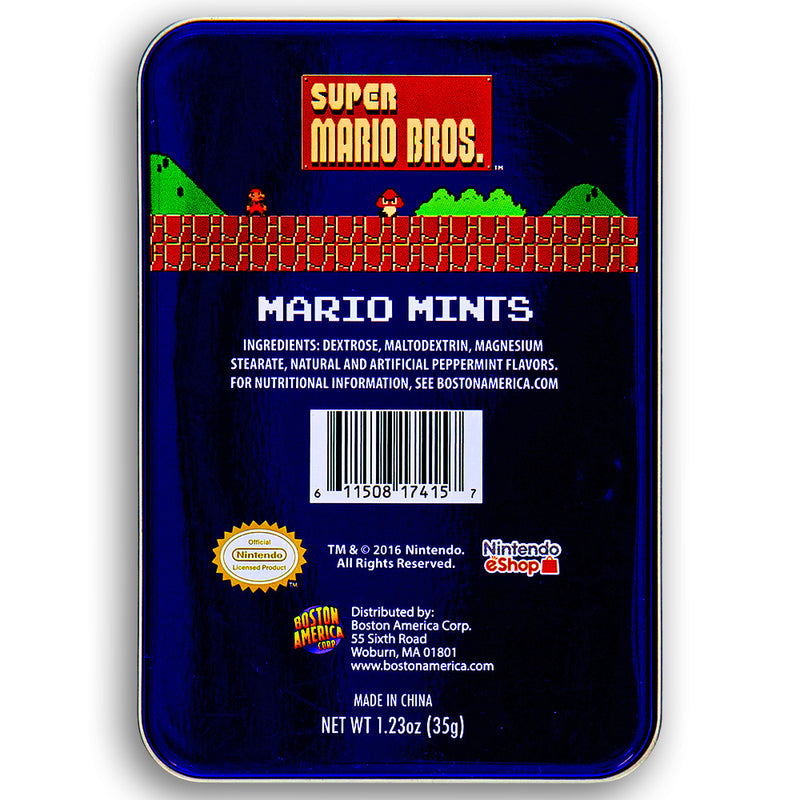 Boston America Mario Mints Back Ingredients