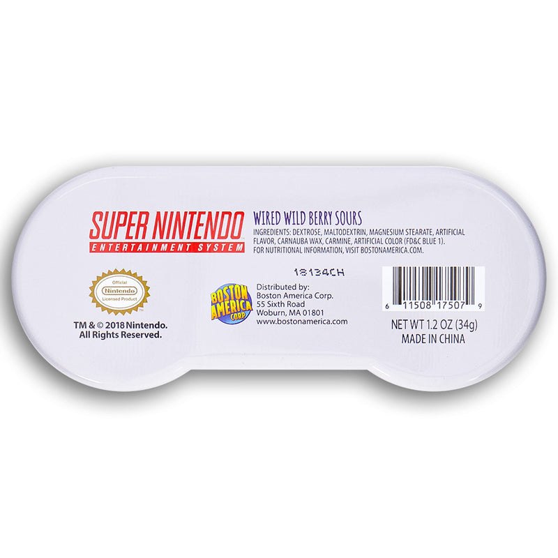 Boston America Super Nintendo Controller Candy Tin 1.2oz Back Ingredients