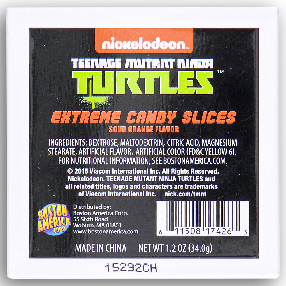 Boston America Teenage Mutant Ninja Turtles Pizza Slices Candy Back Ingredients
