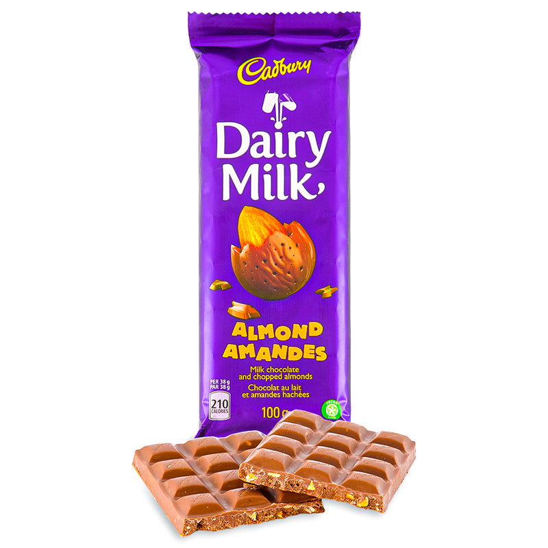 Cadbury Dairy Milk Almond Bar 100g Canadian Chocolate Bar