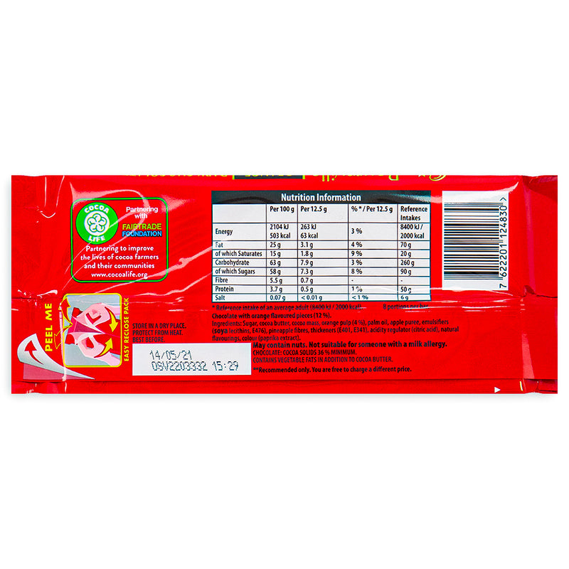 Cadbury Bournville Orange - 100g Back