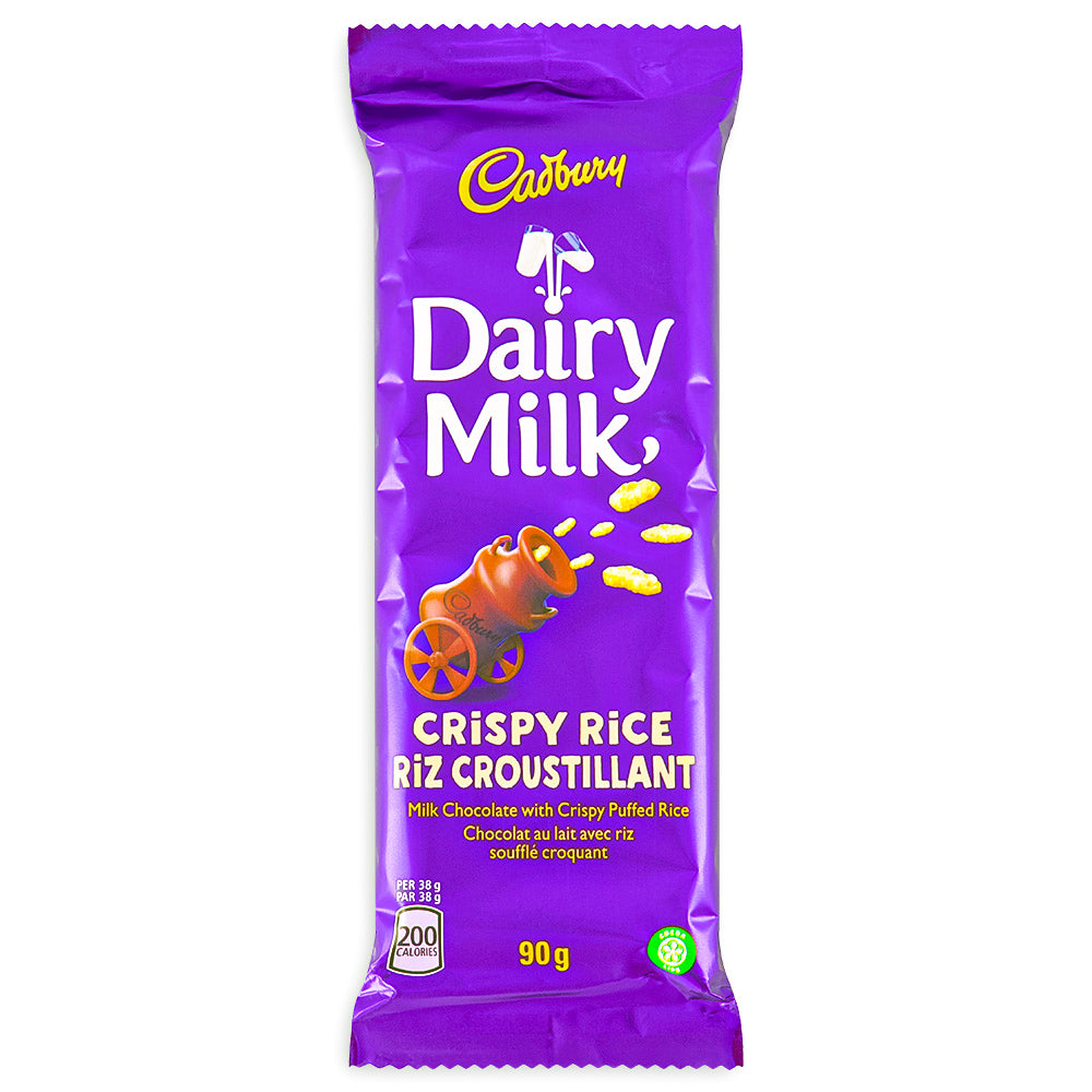 Cadbury Dairy Milk Crispy Rice Chocolate Bar 90g Cadbury CanadaFront
