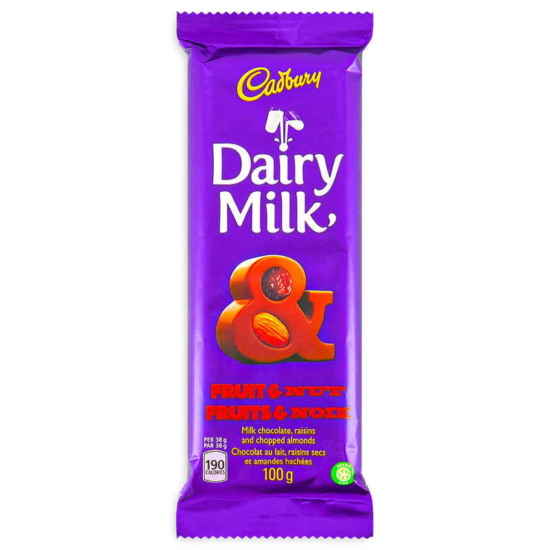 Cadbury Dairy Milk Fruit & Nut Chocolate Bar 100g Cadbury Canada Front