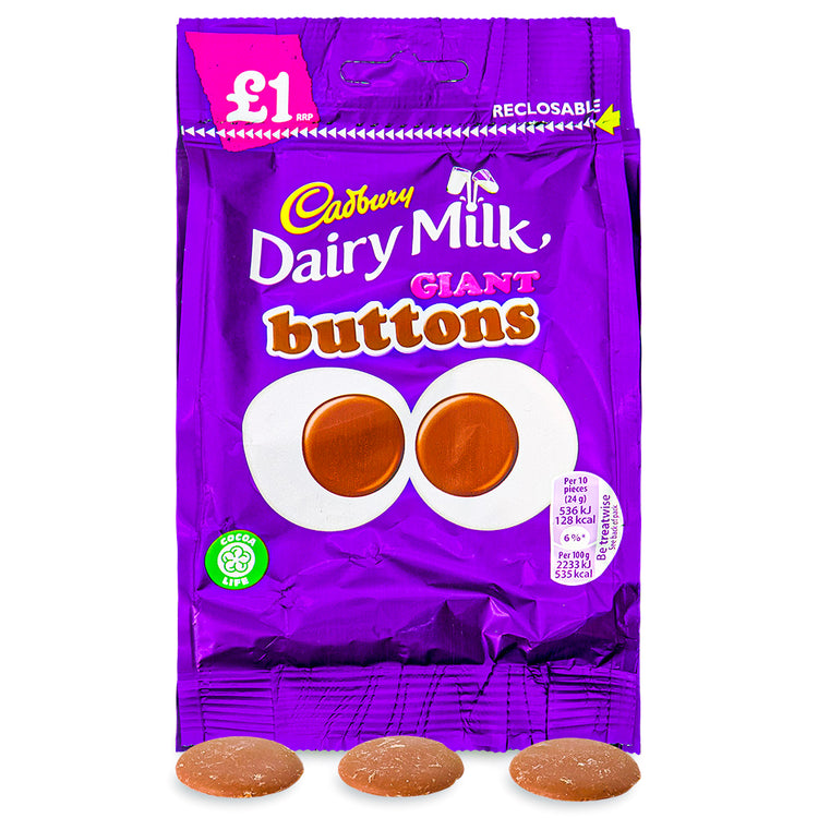 Cadbury Dairy Milk Giant Buttons UK 95g Candy Funhouse Candy