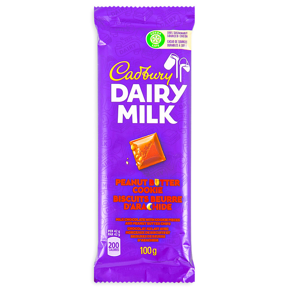 Cadbury Dairy Milk Peanut Butter Cookie Chocolate Bar 100g Cadbury Canada Front