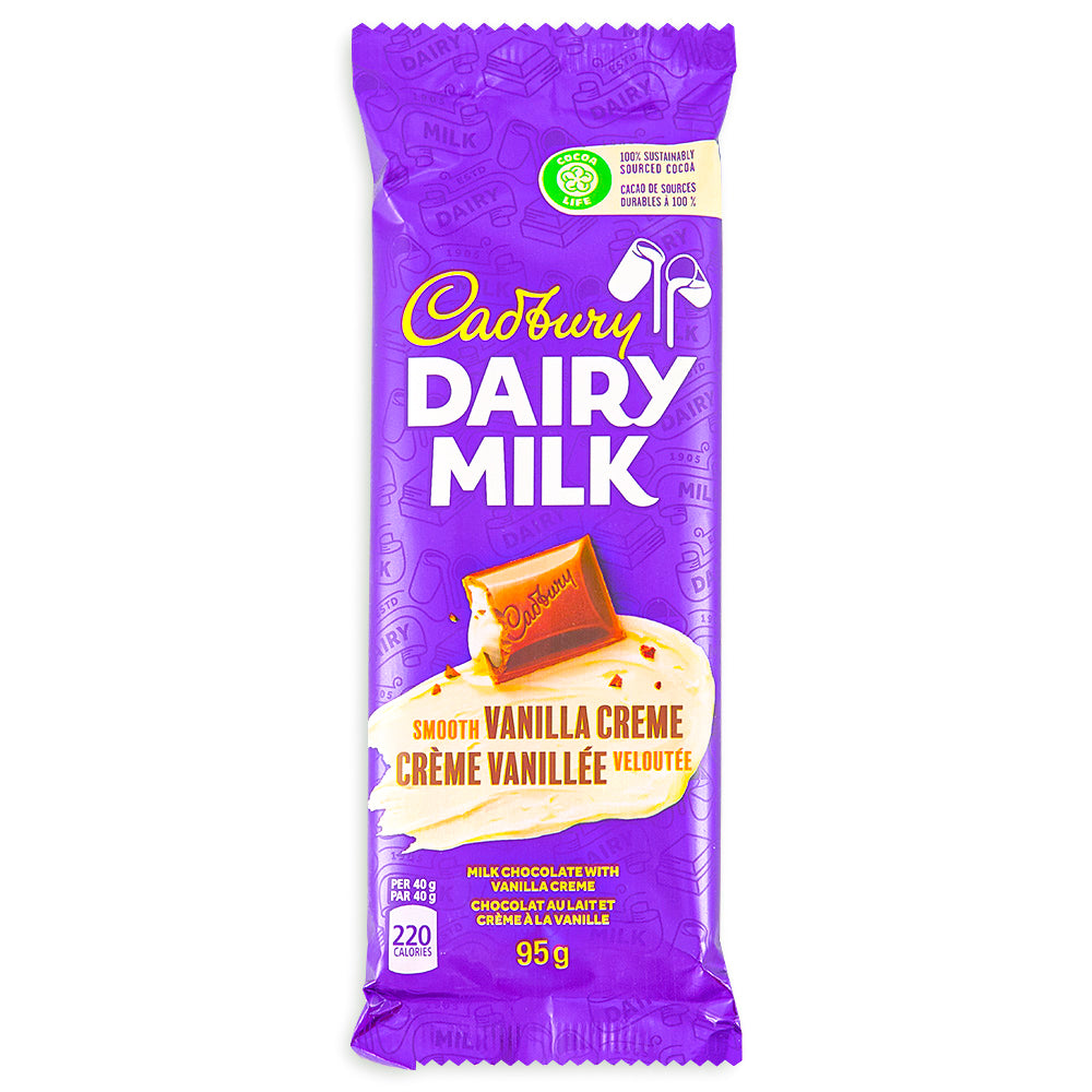Cadbury Dairy Milk Smooth Vanilla Creme Bar 95g Front