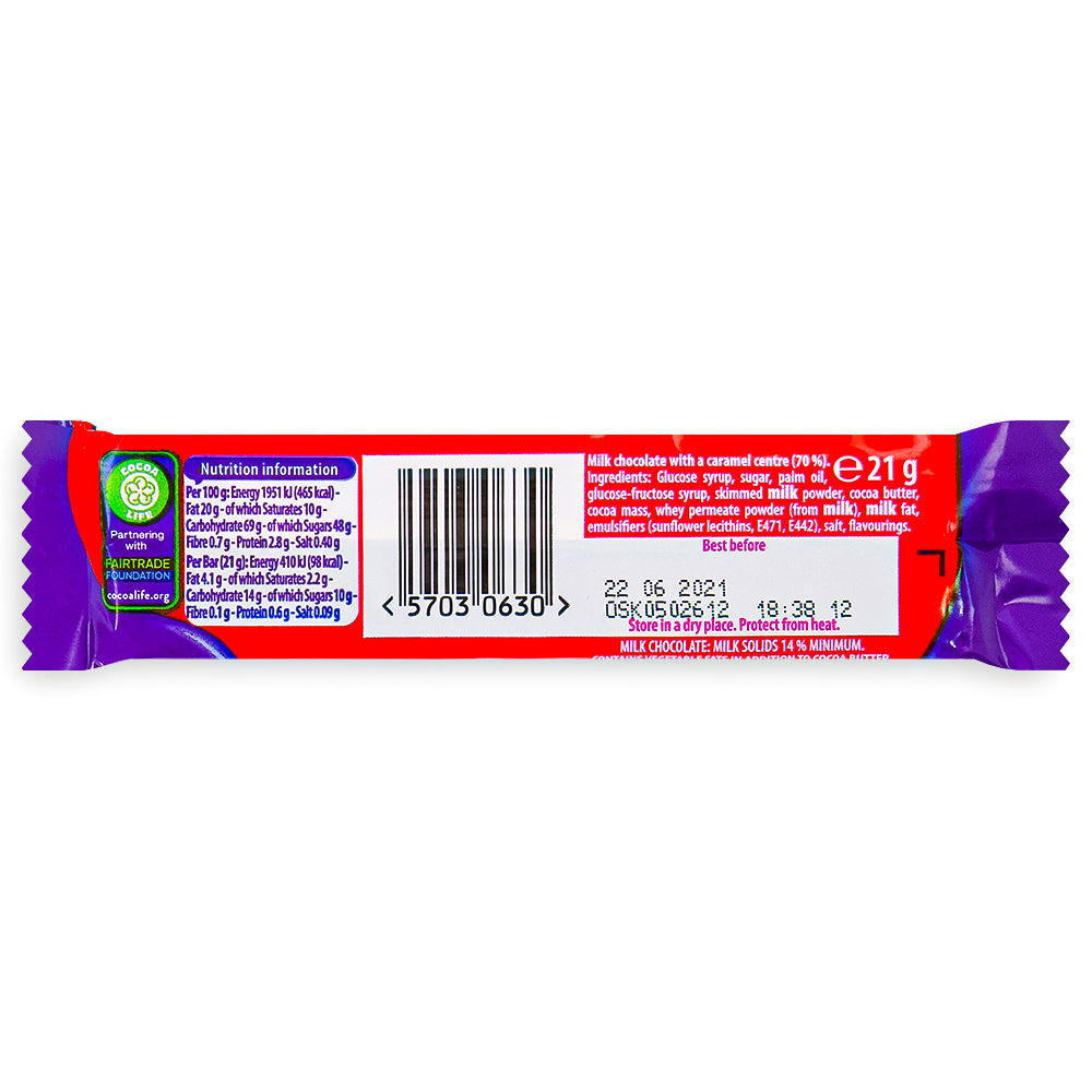 Cadbury Chomp UK 21g Back Ingredients