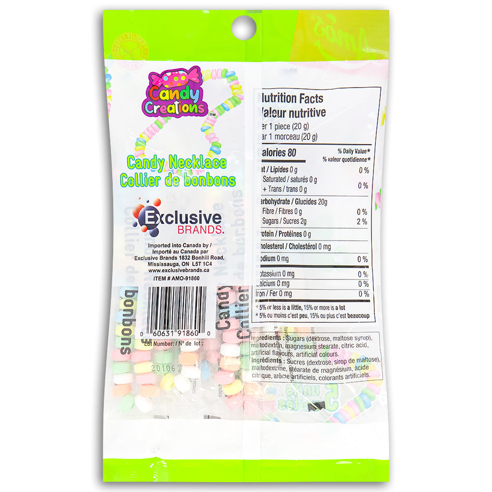 Candy Necklace 5 Pack 100g Back