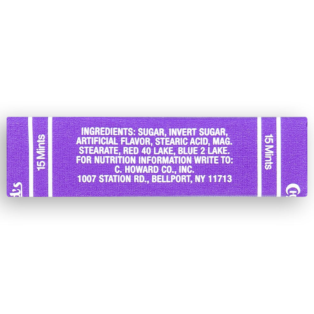 Choward's Violet Mints 24g Back Ingredients
