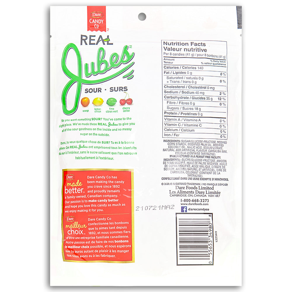Dare Real Jubes Sour Candy 385g Back