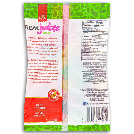 Dare Real Juicee Jubes Candy 250g Back