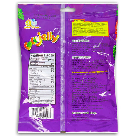 Fruity's Ju-C Jelly with Coconut 10.1oz Back Ingredients
