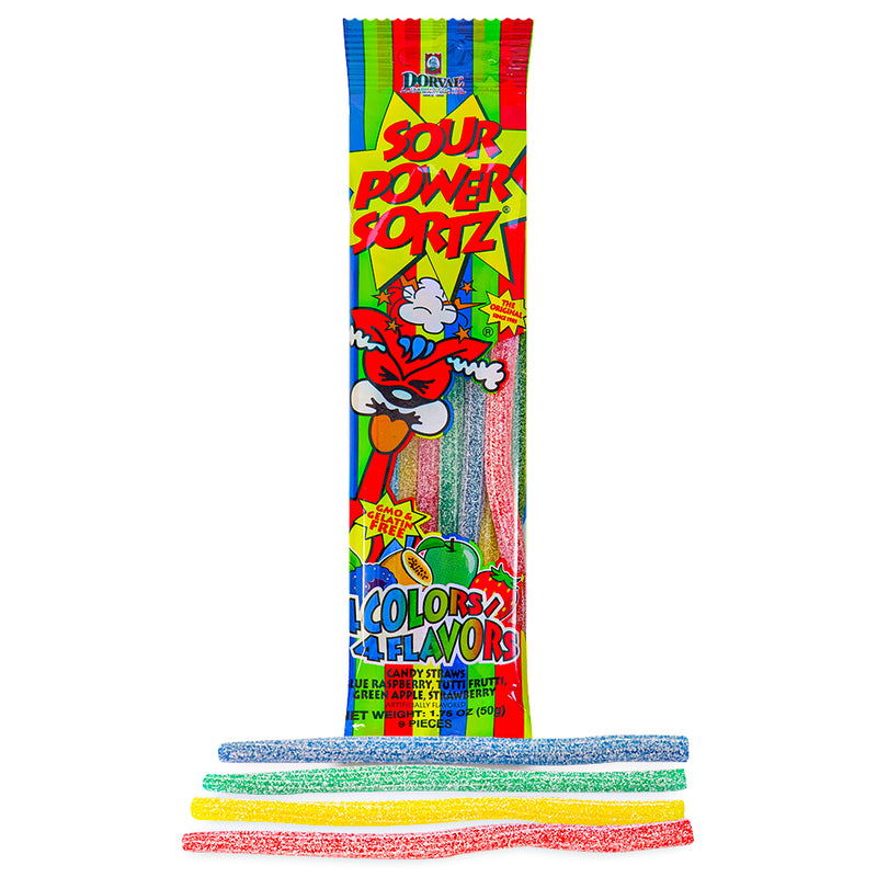 Sour Power Straws Sortz 4 Flavors  1.75oz