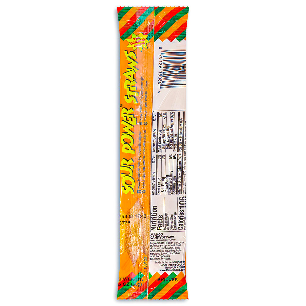 Sour Power Straws Mango 1.75oz Back