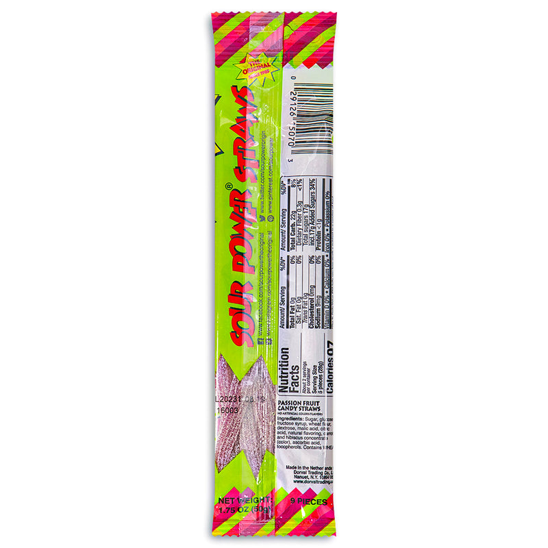 Sour Power Straws Passion Fruit 1.75oz Back