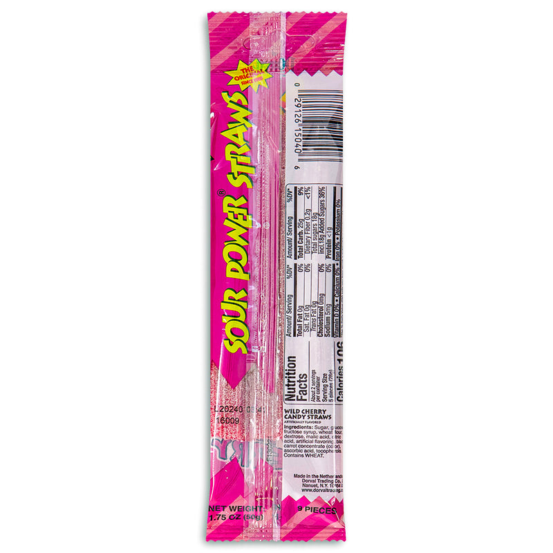 Sour Power Straws Wild Cherry 1.75oz Back