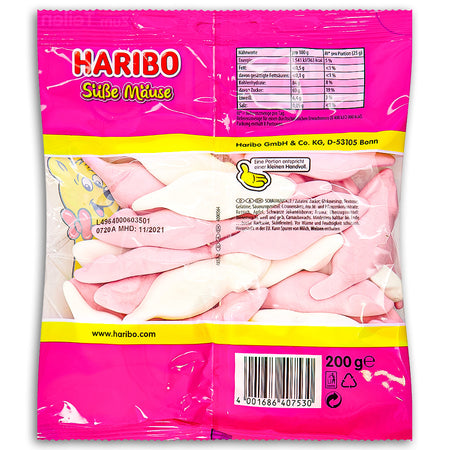 Haribo Süße Mäuse Candy 200g Back Ingredients