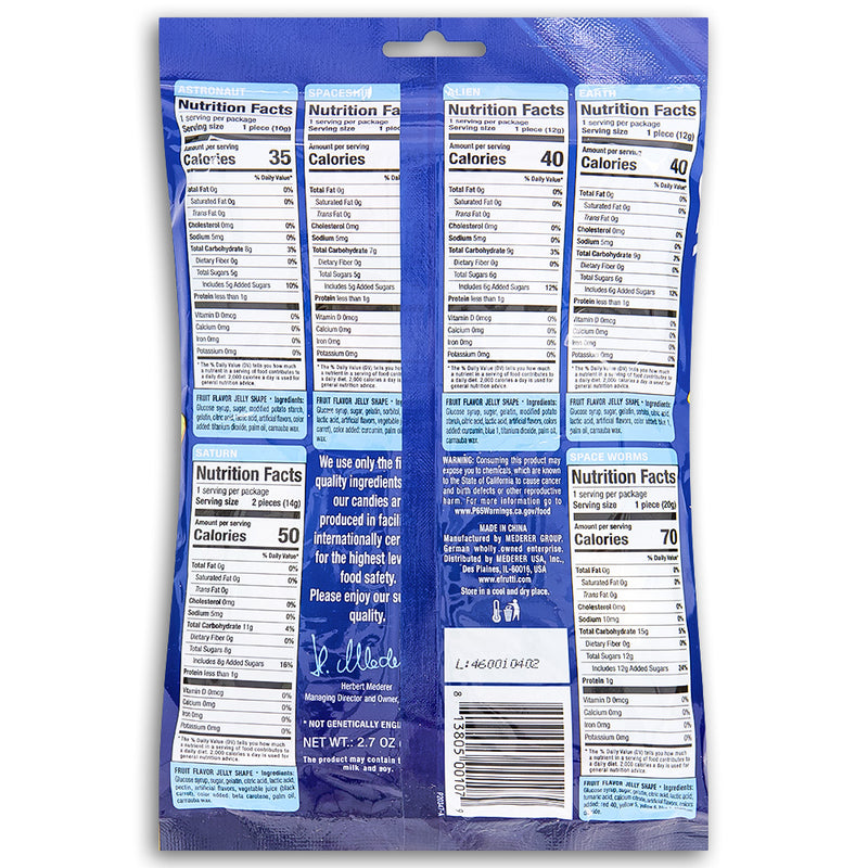 efrutti Gummiverse 77g Back Ingredients