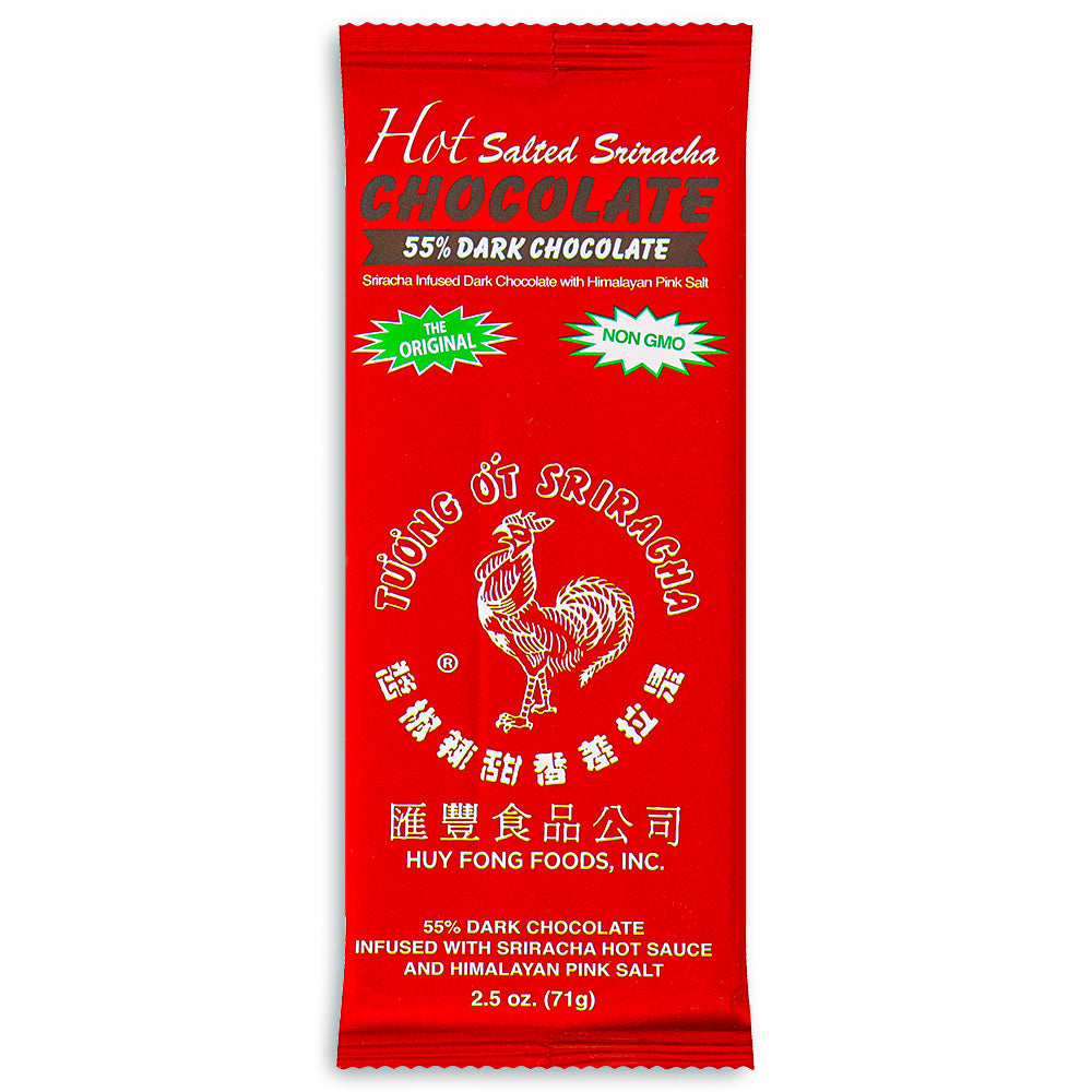 Hot Salted Sriracha Dark Chocolate 55% Front