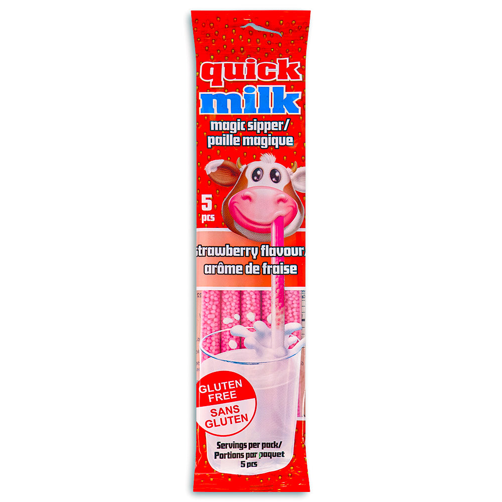 QUICK MILK MAGIC SIPPER STRAWS INSTANT FLAVOURS STRAWBERRY