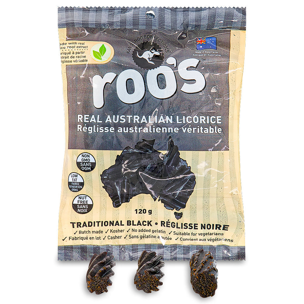 Roo's Australian Licorice Traditional Black 120g