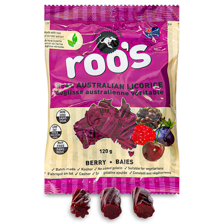 Roo's Australian Licorice Candy Berry 120g